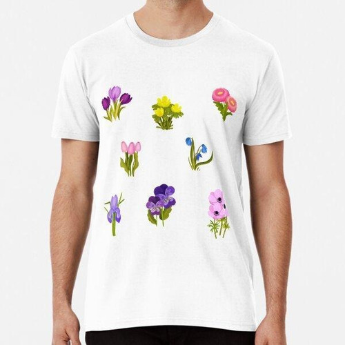 Remera Colección Colorida De Flores De Primavera Algodon Pre