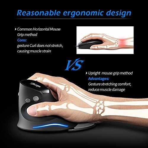 Ratón Inalámbrico Zelotes, Ratón Ergonómico De 2400 Dpi, 6 B