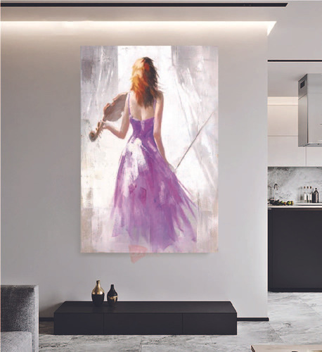 Cuadro Mujer Violín Arte Clásico Canvas Grueso  60x90