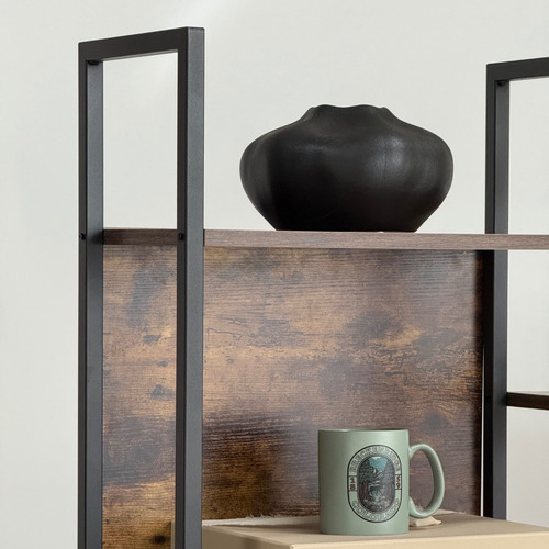 Librero Triple Estante Madera Acero Grande Aho-st-153 Repisa Color Roble