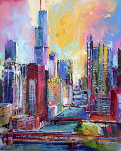 Pintura Por Números Lienzo Colorfull Chicago 40x50 Bastidor