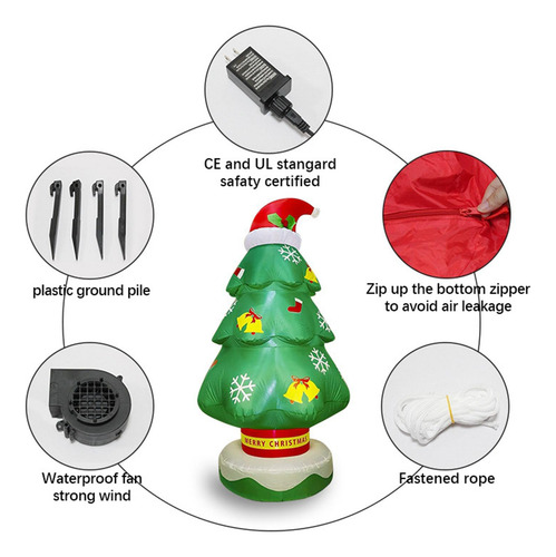 Decoración De De Árbol De Navidad Inflable De 2,1 Metros,