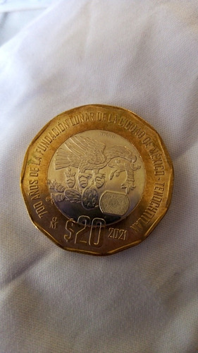Moneda De $20 Conmemorativa 700 Años De La Fundación Lunar 