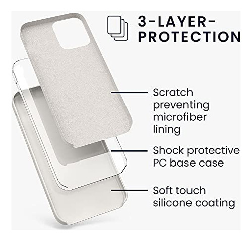 Funda Para iPhone 12 Pro Max Beige Matte Piel Sintetica Sili
