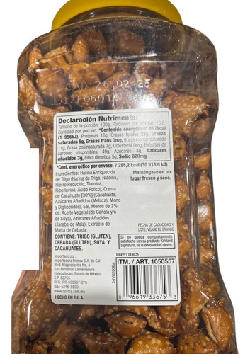 Botanas Pretzels Rellenos Crema De Cacahuate Kirkland 1.56kg