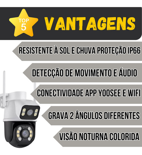 Câmera Dupla Segurança Ip Wifi Externa Lente 6mp App Yoosee