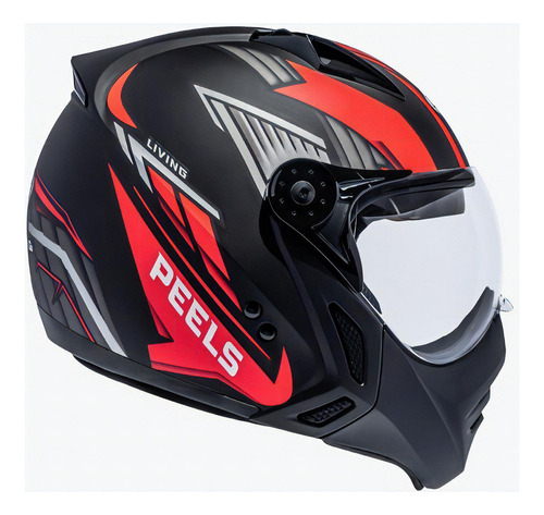 Capacete Moto Peels Mirage Living Cor Preto Fosco com Vermelho Tamanho do capacete 56