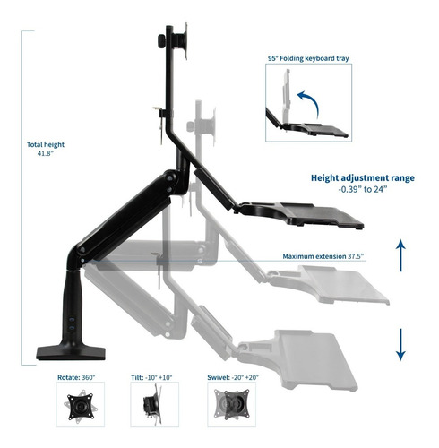 Montech Rack Soporte Escritorio Monitor Y Teclado Puerto Usb