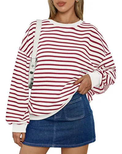 Sudadera Con Capucha A Rayas Con Cuello Redondo
