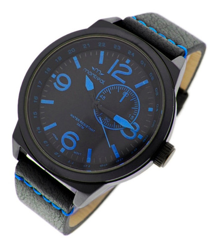 Reloj Montreal Hombre Ml1065 Caja Metal Malla Cuero Sintétic