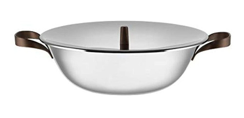 Alessi Edo Wok Con Asas, Acero, Marron