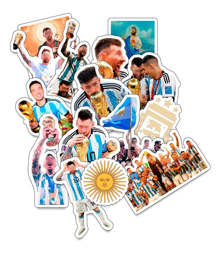 Stickers Combo X3 Messi Copa Mundial Argentina Termos Celu