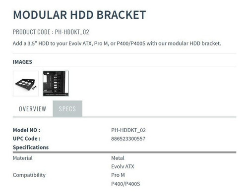 Imagen 3 de 3 de Phanteks Soporte Para Ssd Hdd Modular 2.5 Y 3.5 Metalico