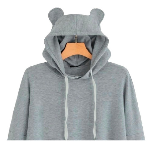 Sudadera Oso Gris Con Orejas Kawaii Teddy Holgada