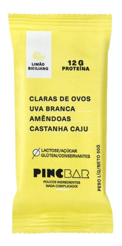 Barra De Proteína Limão Siciliano Sem Açúcar Pincbar 50g