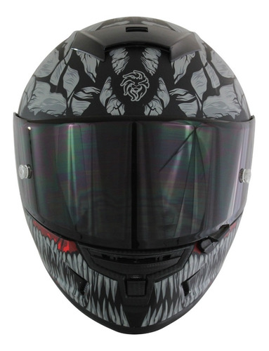 Casco Para Moto Kov Aircut Carnivor Negro/ Gris Color Negro Tamaño del casco M