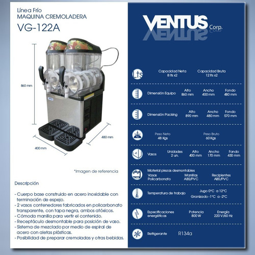 Cremoladera Vg-122a Nueva Granizadora Cremoladas Granizados