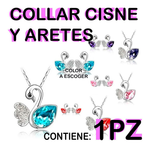 Conjunto Collar De Cisne Y Aretes Cristal Austriaco Full