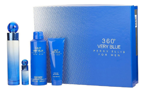 Set Perfume Caballero Perry Ellis 360° Very Blue 4 Piezas