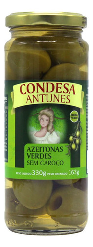 Azeitonas Verdes Sem Caroço Condesa Antunes 330g