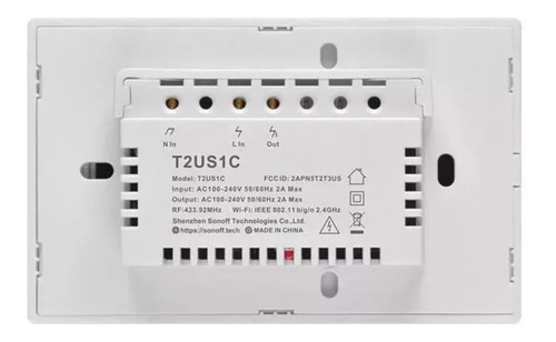 Imagen 3 de 10 de Sonoff T2 Us 3 Canales - Tecla De Pared Touch Wifi