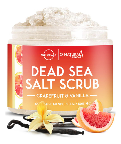 O Naturals Exfoliante De Sal Del Mar Muerto, Pomelo, Aceite 