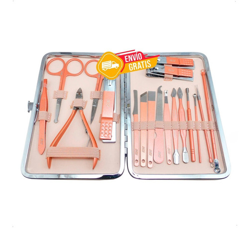 Set De Manicura Pedicura De 18 En 1 - Acero Inoxidable