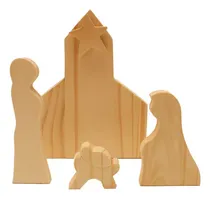 Comprar Pesebre Madera Pino 4 Figuras Deco Navidad