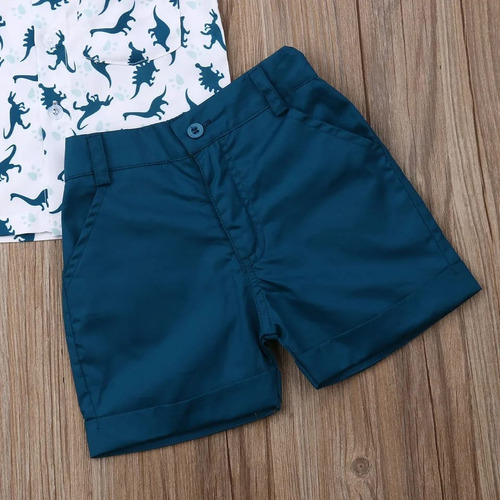 Conjunto Bebe Short Ajustable Y Camisa De Dinosaurios Playa