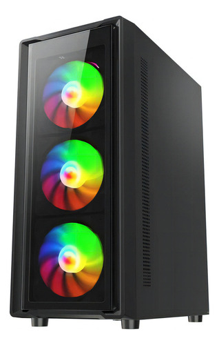 Gabinete Gamer Liketec Sigma Preto Com 4 Fans Led Rgb Usb 3