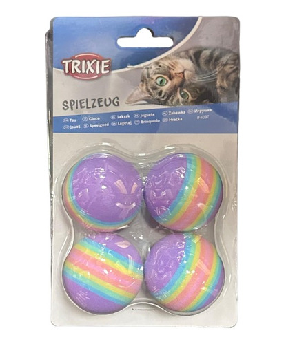 Trixie Juguete Gato Pack 4 Pelotas Goma Espuma Multicolor