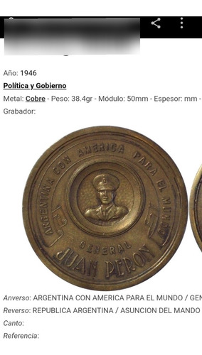 Medalla Asuncion Mando Presidencial 1era Pres Juan .d. Peron