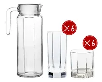 Comprar Set De 13 Piezas Jarra + 6 Vasos Whisky +6 Vasos Trago Largo