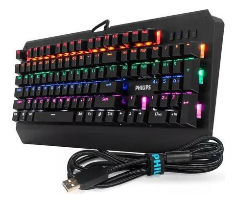 Teclado Gamer Mecânico Philips Pc Switch Blue Spk8413 Rgb