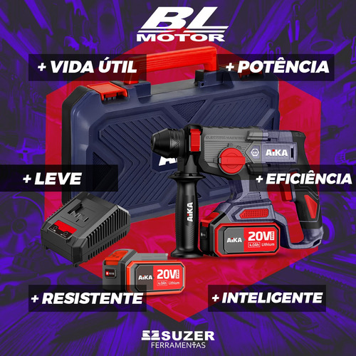 Martelete De Impacto Sds Plus 4.0ah 20v Com Duas Baterias