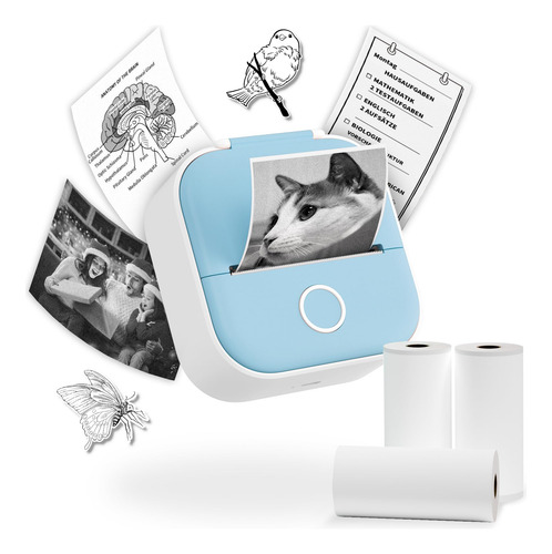 Impresora Portátil Omezizy T02 Bluetooth Con 3 Rollos De Pap