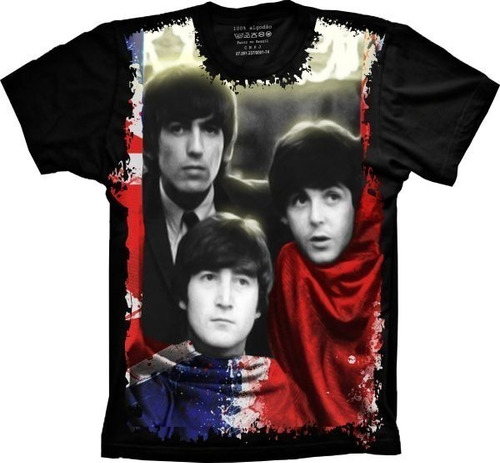 Camisetas Unissex Preta Banda De Rock Beatles Plus Size