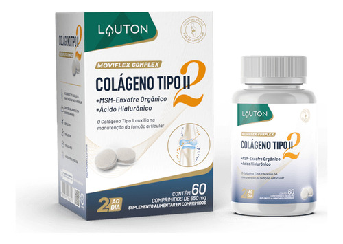 Moviflex Colágeno Tipo 2 Lauton Nutrition 60 Comprimidos Sabor Sem sabor