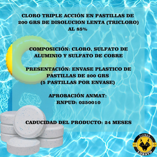Imagen 9 de 10 de Kit Pastillas Boya Nataclor Cloro Triple Accion 1kg Piletas