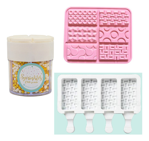 Pack Molde Barritas Chocolate, Cakesicle Y Box De Sprinkles