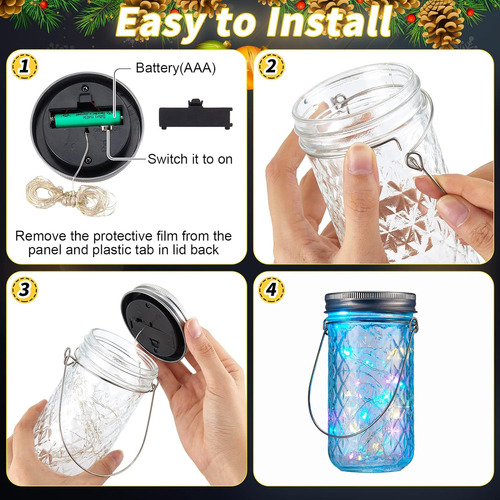 20 Sets Luces De Frasco Solar Mason 30 Led Fairy Lights Con