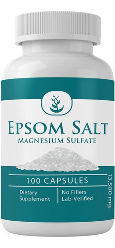 Epsom Salt Sulfato De Magnesio 100caps, Pure Organic,