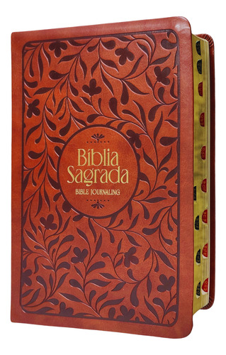 Biblia Nvi Bible Journaling Leitura Perfeita Com Espaço Para Anotações Capa Couro Soft Marrom Com Indice