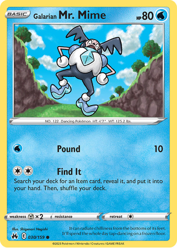 Galarian Mr. Mime 30/159 Pokemon Card Crown Zenith