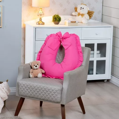 Almohada de lactancia Monzillo Baby e Kids Almofada de amamentação,  travesseiro para amamentar, cor lisa, com babados, com laço, algodão color  rosa coral