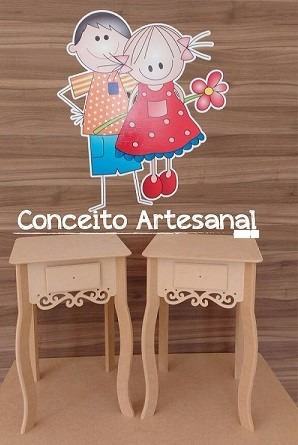 2 Aparadores Criado Mudo 1 Gaveta Prince Mdf Decoração