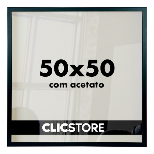 Moldura 50x50 Com Acetato Quadros Poster Casa Parede Fundo Cor Preto