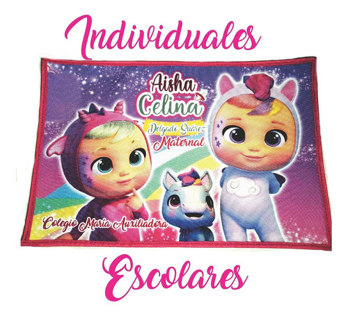 Individuales Escolares Estampados Impermeable Minnie X2