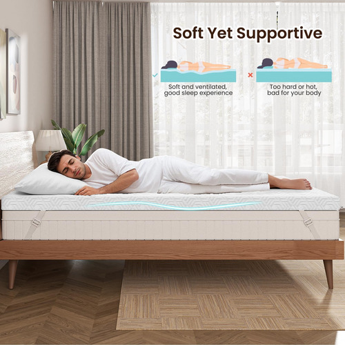 Unipon - Cubrecolchón De Espuma Viscoelástica De Gel De 2 Pu