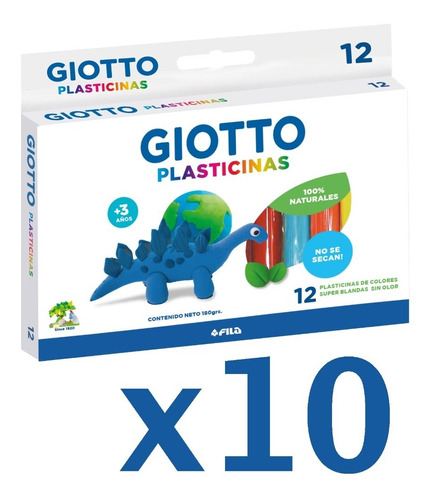Giotto Plastilinas Plasticinas X 12 Colores X 10 Cajas
